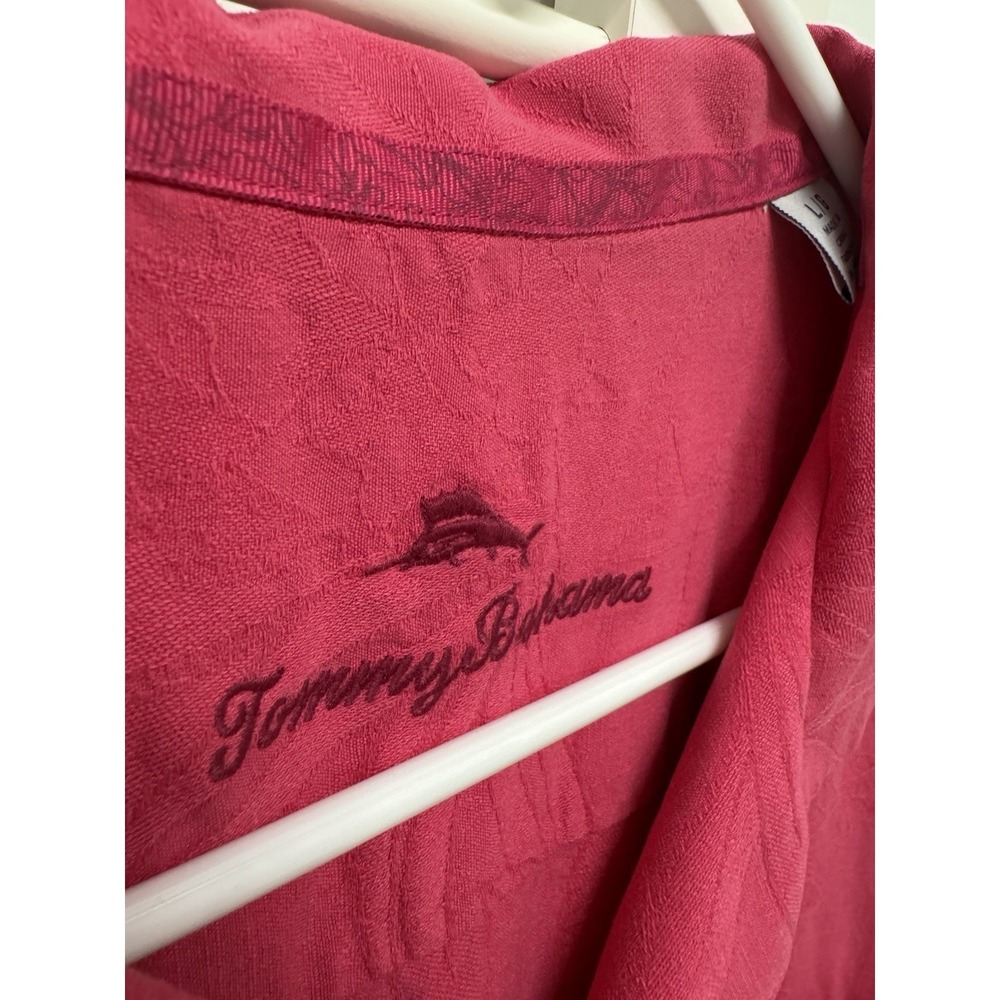 Tommy Bahama Mens Large Pink 100% Silk Jacquard Short Sleeve Camp Shirt T321440 - Picture 8 of 10